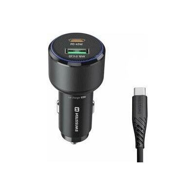Swissten 20111910 USB-C PD + USB-A 63W + USB-C 1m černý