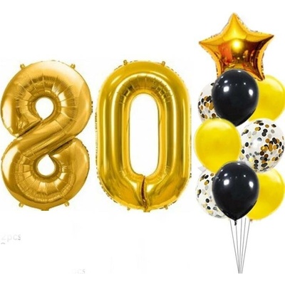 Balónkový set zlatočerný číslo 80