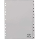 DURABLE Регистър durable пластмаса с печат a/4 1-12 части сив 651210 (651210)