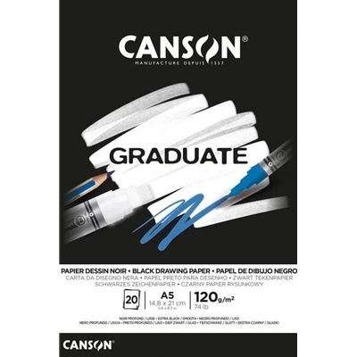 Canson Pad Graduate Papier Dessin Noir A5 120 g Noir Skicár