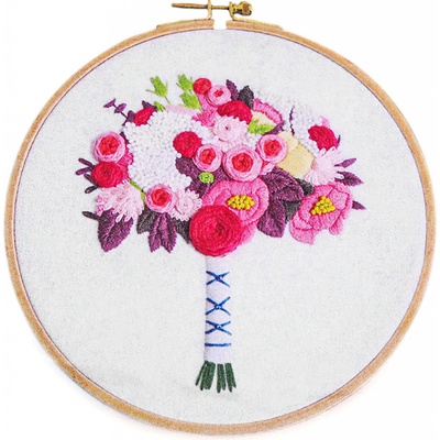 Stoklasa Vyšívací sada s předtištěným motivem 380637 10 růžovo-fialová kytice 15x22cm – Zboží Dáma