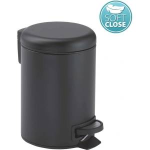 SAPHO Аксесоари за баня Gedy - Кошче за отпадъци 5 л, Soft Close, матово черно 330914 (330914)