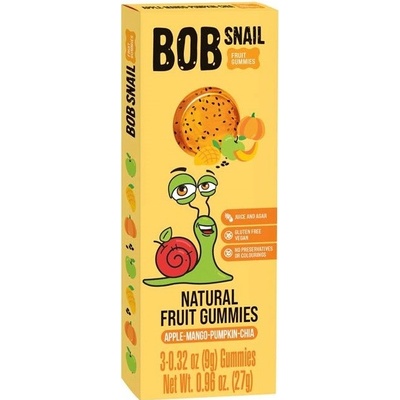 Eco Snack Bob Snail Gummies bez přidaného cukru jablko, mango, dýně, chia semínka 27 g