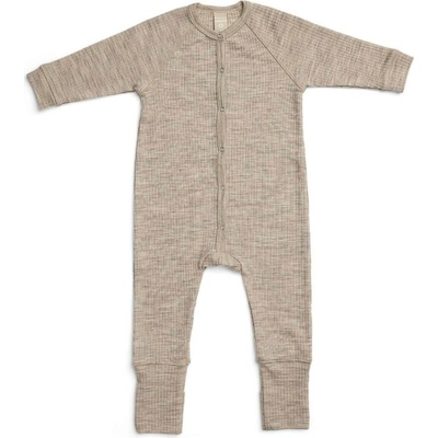 Rostoucí merino pyžamo dětské overal Smallstuff hnědá light nature melange
