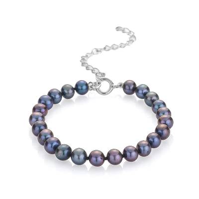 Гривна със сладководни черни перли R0488BB Swan