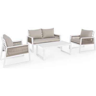 Bizzotto Диван комплект Captiva бял LH30, 4 места с възглавници (0662584)