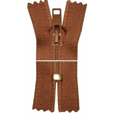 Spirálový zip, nedělitelný - 20cm - hnědý - YKK - BALENÍ 10 ks