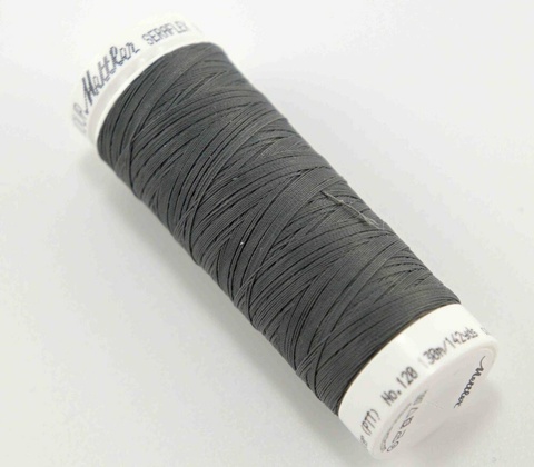 Extra elastická polyesterová niť - tmavosivá - návin 130 m