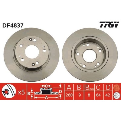 Brzdový kotúč (cena za 1ks) TRW DF4837