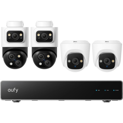 Anker Eufy NVR S4 комплект от 4 камери с NVR, AI, Dual View, Night Vision Color, 2 броя PoE Bullet и 2 броя PoE Turret камери (E8E00325)
