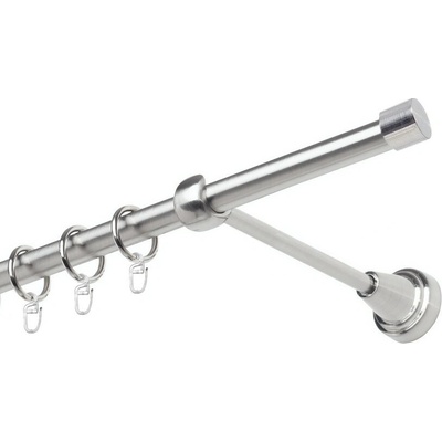 OK-GarnýžeCZ Garnýž kovová jednořadá 19mm Pullo nerez 230 cm do stěny / kroužky s háčkem