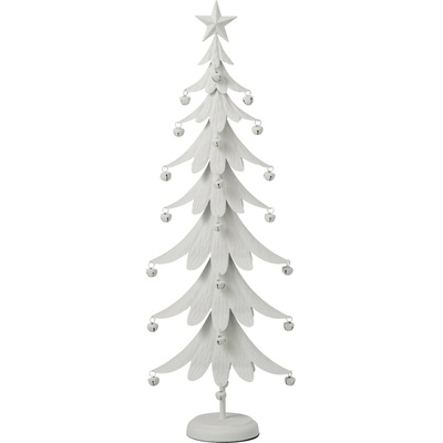 Bílý antik kovový stromek s rolničkami Christmas Tree XL – 25*13*78,5 cm - J-Line by Jolipa