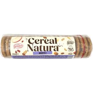 Gandola Пълнозърнести бисквити Gandola Cereal Natura - С плодове, 250 g (BB202713) - baby