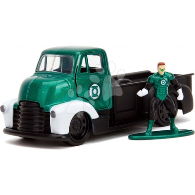 Jada Autíčko Chevy COE 1952 DCkovové s otevíratelnými dveřmi a figurka Green Lantern délka 20,5 cm 1:32