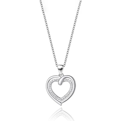 Grace Silver Jewellery Stříbrný se zirkony dvojité srdce NH-219 Stříbrná