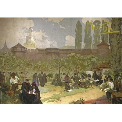 Pohled Alfons Mucha Slovanská epopej – Bratrská škola v Ivančicích, krátký