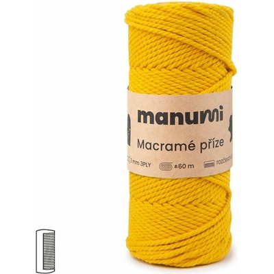 Manumi Macramé priadza stáčaná 3PLY 3mm tmavo žltá - 1 ks