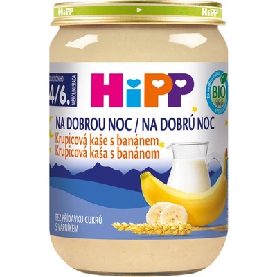Hipp Bio Mléčná kaše na dobrou noc krupicová s banánem 190 g
