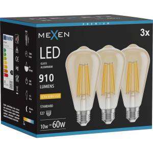 Mexen Vintis 3x LED филаментна крушка E27, ST64, 10W, Топло - 2200K, 910 lm, кехлибар (L152-E27-1022-50x03)