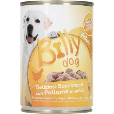 Billy Dog šťavnaté mäsové kúsky s kuracím mäsom v lahodnej omáčke 415 g