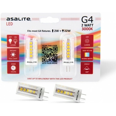 Asalite ASAL0098 LED bodová žiarovka G4 2 W číra 12 V blister 2 ks K 4000