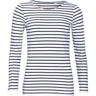 SOLS Dámske tričko dlhý rukáv MARINE WOMEN 01403904 White Navy