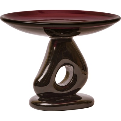 Ferm Living Skleněná mísa na podstavci Damo Dark Grape 30cm