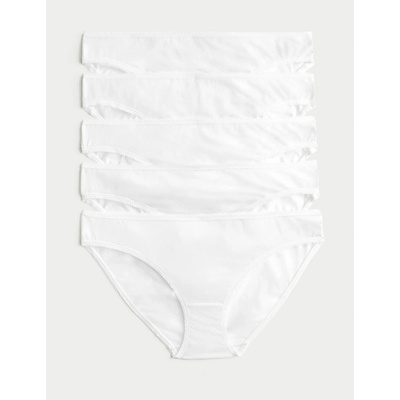 Marks & Spencer Бели памучни бикини слипове с Lycra®, 5 пакета, Marks & Spencer Marks & Spencer | Byal | ЖЕНИ | XS