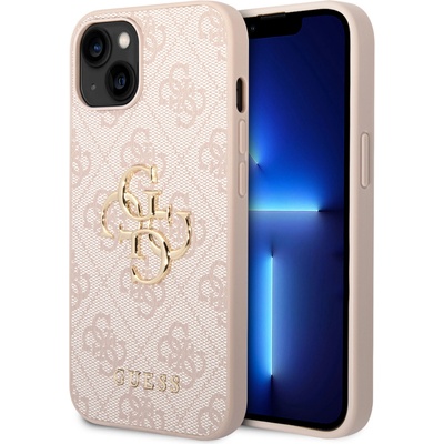 GUESS Гръб Guess PU 4G Metal Logo Case за iPhone 15 - Розов