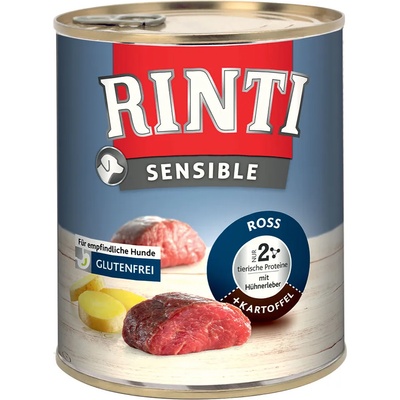 RINTI 6x800г Sensible RINTI консервирана храна за кучета - конско, пилешки дробчета и картофи