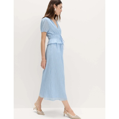 Marks & Spencer Миди рокля с подчертан пояс и V деколте, от лиоцелна смес Marks & Spencer синя Marks & Spencer | Sin | ЖЕНИ | 10 REG
