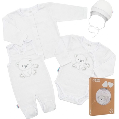 New Baby Kojenecká soupravička do porodnice Sweet Bear bílá Bílá