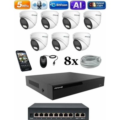 Amiko IP 7 kamerový set so switchom Ai Dl Dome 1500K7V2