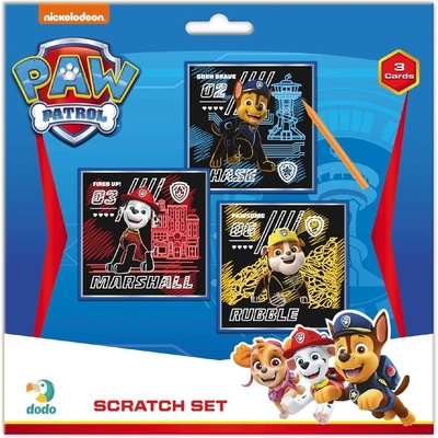 DODO Škrabací obrázek 3ks barevný Tlapková patrola Paw Patrol 20x20cm na kartě