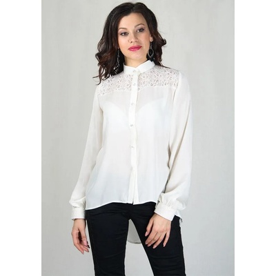 Rumena Елегантна дамска риза в цвят екрю с дантела bf rumena