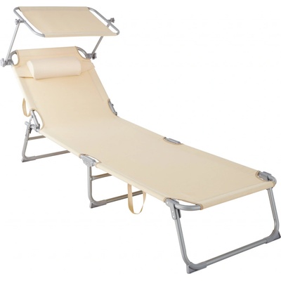 tectake plážové lehátko 4 polohové s polštářem béžová 403417 – Hledejceny.cz