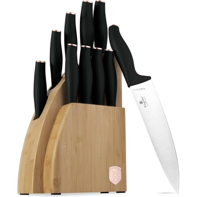 Pro-Tech shop sada kuchynských a steakových nožov s bambusovým stojanom Black Rose 10-dielna 55805