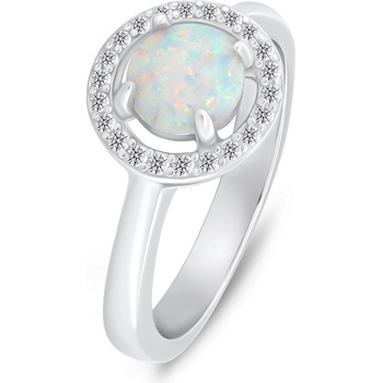 Brilio Silver strieborný prsteň s opálom a zirkónmi RI108W
