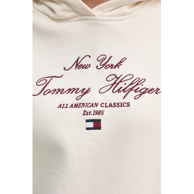 Tommy Hilfiger Памучен суичър Tommy Hilfiger в бежово с качулка с апликация WW0WW43842 (WW0WW43842)