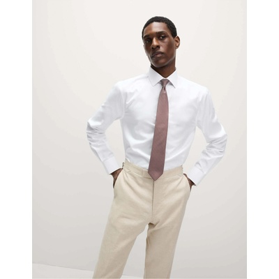 Marks & Spencer Риза с тесен силует и вратовръзка, лесна за гладене Marks & Spencer бяла Marks & Spencer | Byal | МЪЖЕ | 14.5