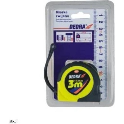 Dedra Svinovací metr 3m/16mm pouzdro ABS+guma, věšáček M382P