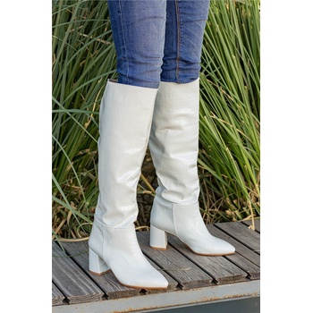 Moda Trend Дамски ботуши с ток - Бели #361980 (361980_Бяло)