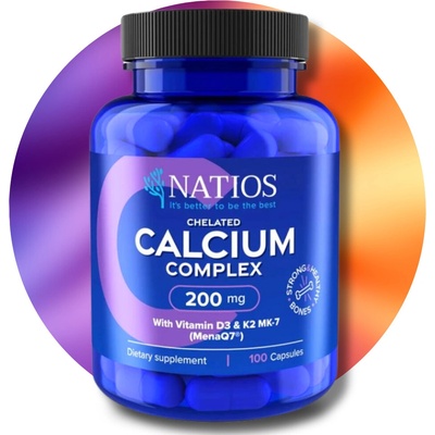Natios Chelated Calcium Complex - Vápník s vitamíny D3 a K2 MK-7 100 kapslí