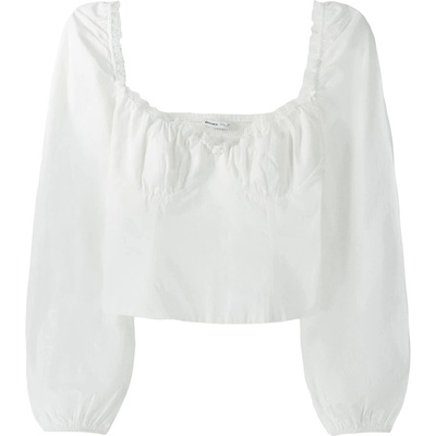 Bershka Тениска бяло, размер L