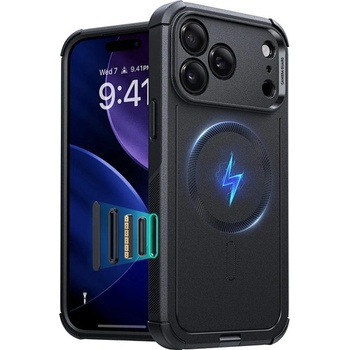 ESR iPhone 17 Pro Max ESR CYBER HALOLOCK защитен пластмасов протектор за телефон със силна устойчивост на удар, MagSafe, ЧЕРЕН GP-181455 (GP-181455)