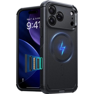 ESR iPhone 17 Pro Max ESR CYBER HALOLOCK защитен пластмасов протектор за телефон със силна устойчивост на удар, MagSafe, ЧЕРЕН GP-181455 (GP-181455)