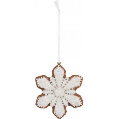 Clayre & Eef Závěsná dekorace perníková vločka Frosted Ginger - 9*1*10 cm