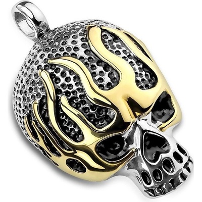 Šperky4U Ocelový přívěšek lebka s plameny OPP1745