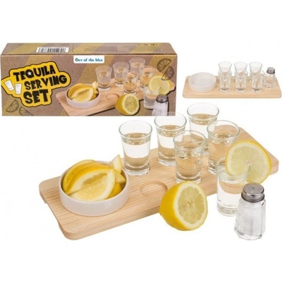 Tequila servírovací sada 6 sklenic, miska a prkénko