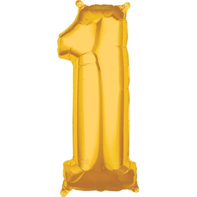 Amscan Балон от фолио - число 1 златен 66см